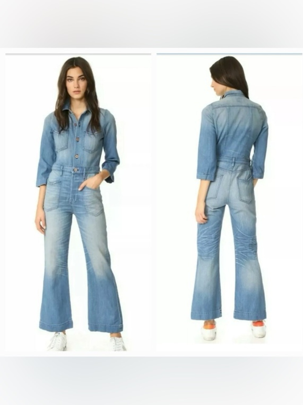 NSF Size Small Charley Mechanic Flare Denim Jumpsuit
